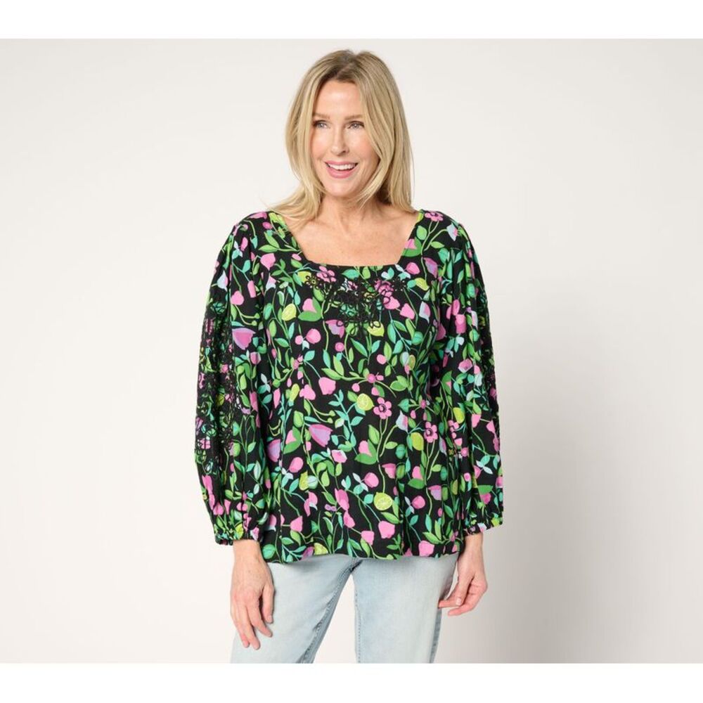 Susan Graver Women's Top Sz 2XS (XXS) PURE Embroidered Multi-colored A684083